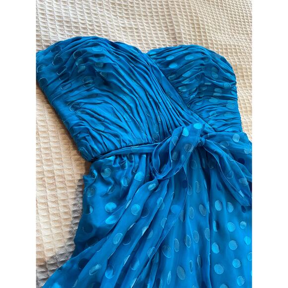 Rebecca Taylor Y2K Sweetheart Polka Dot Strapless Cocktail Blue Mini Dress 6 - Picture 11 of 14